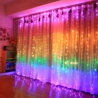 3M Rainbow Curtain Light LED String Garland Fairy Icicle Decorative Lights for Christmas Party Bedroom Wall Wedding Window Decor