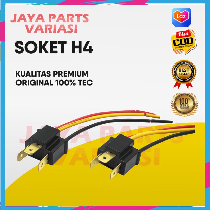 Socket Soket Lampu H4 Bohlam Led Cowok Male Motor Laki Dengan Kabel Soket H4 Seal Beam Ceramic 8012