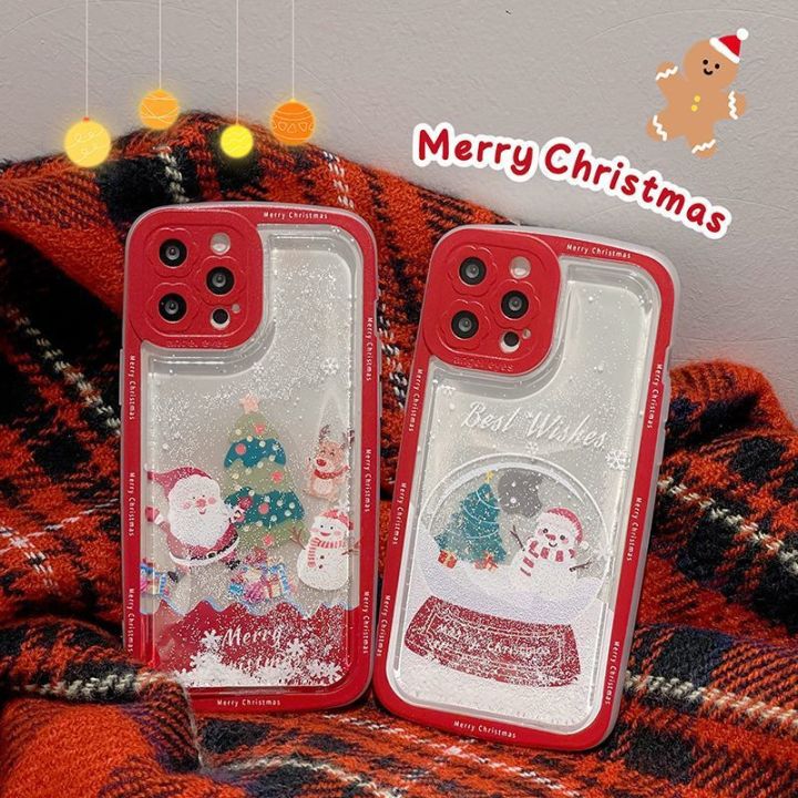 เคสโทรศัพท์-santa-flow-sand-สำหรับ-iphone14-เคสโทรศัพท์เกล็ดหิมะสีขาวสำหรับ-iphone11-12-เคสซิลิโคนสีแดงสำหรับ-iphone13promax-snowman-ต้นคริสต์มาสสำหรับ-iphone-xs-santa-และ-elk-case-สำหรับ-iphone11prom