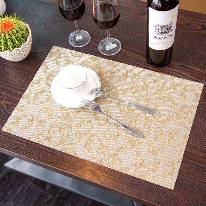 4pcs-set-placemat-fashion-pvc-square-dining-table-placemats-coasters-waterproof-table-cloth-pad-slip-resistant-pad