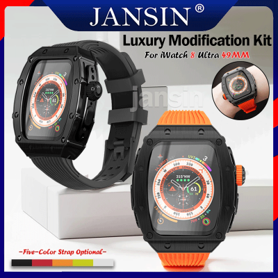 jansin สายยาง สายนาฬิกา apple watch Ultra 2 49มม สาย+modification kit เคส iwatch series 9 8 Ultra 49มม smart watch เคสนาฬิกาข้อมือ สเตนเลส หรูหรา