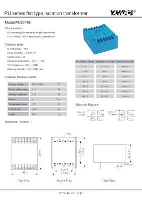 PU3011B YHDC 6VA 2*110V 2*9V แบนประเภทสามโครงกระดูก Encapsulated Transformer