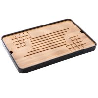 Kung Fu Tea Set Natural Bamboo Tea Tray Rectangular Traditional Puer Wooden Tea Tray Cha Tea Table