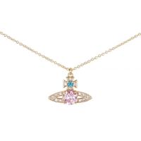 Westwood Vivian Douyin Saturn Necklace for Empress Dowager Saturn Necklace Womens Pure Handmade Diamond Style Fashion Luxury Super Fairy High-end Clavicle Chain