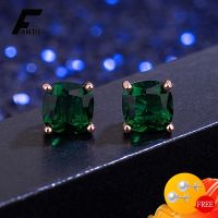 【YF】№◄  Earrings 925 Jewelry 7x7mm Accessories Stud Earring for Wedding Engagement Wholesale