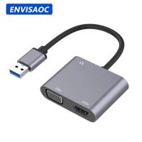 USB Ke Adaptor VGA Yang Kompatibel dengan HDMI 1920x1080P Konverter Multi-tampilan Output Ganda untuk Komputer Laptop Mac OS Windows 7/8/10/11