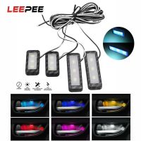 LEEPEE ไฟ LED ติดในรถ,4ชิ้น/เซ็ตไฟตกแต่งที่เท้าแขนด้านในประตูโคมไฟสร้างบรรยากาศอัตโนมัติอเนกประสงค์