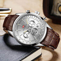 MINI FOCUS Watch Men Quartz Military Watches Mens Auto Date Display Chronograph Casual Business Leather Strap Relogio Masculino