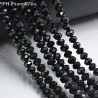 Black 3x4mm Crystal Cut Glass Round Beads Cristal Faceted Beautiful Transparent Strand Beads Diy Components for Needlework