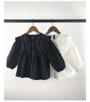 【YF】 -L Family Matching Clothes Fashion Solid Loose Ruffle Women Dress Cotton Long Sleeve  Baby Girl Shirt Mom Daughter Outwear