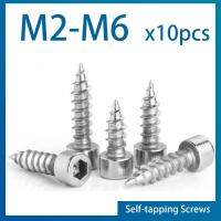 10pcs/lot M2 M2.5 M3 M3.5 M4 M5 M6 Hexagon Hex Socket Cap Head Self Tapping Screw 304 Stainless Steel Allen Head for Speaker Screw Nut Drivers