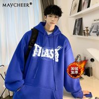 MAYCHEER เสื้อสเวตเชิ้ตมีฮู้ดพิมพ์ลายโมโนแกรมของผู้ชายเสื้อกีฬาแขนยาวลำลองทรงหลวมแฟชั่นวัยรุ่น