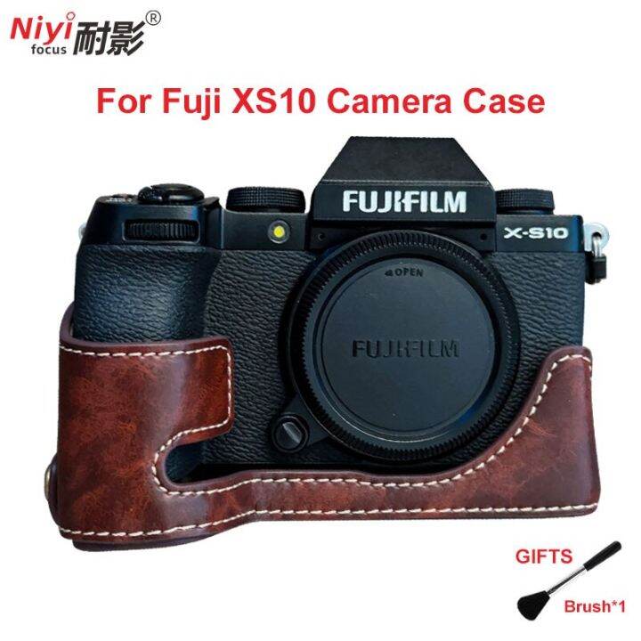 PU Leather Camera Half Case For Fuji XS10 XS10 Camera Bottom Battery