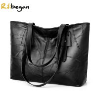 Classic Vintage Women Tote Bag Black PU Leather Women Shoulder Bag Large Capacity Handbag Female Fashion Crossbody Bag Women