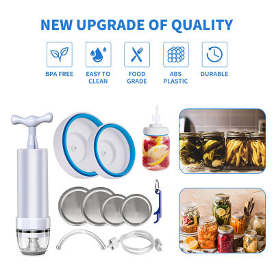 [คลังสินค้าพร้อม] ZIR MAll Original Jar Sealer For FoodSaver Vacuum Sealer Jar Vacuum Sealing Kit With Accessory Hose And Portable Manual Vacuum Pump For Mason Jars With Wide And Regular Mouth