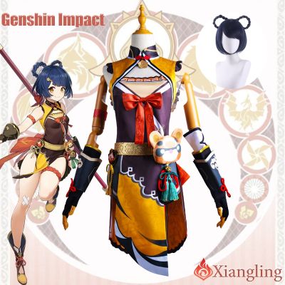 Xiangling Cosplay Costume Genshin Impact Adult Carnival Uniform Wig Anime Halloween Party Costumes Masquerade Women Game