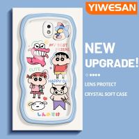 YIWESAN เคสปลอกสำหรับ Samsung J7โปร J7 2017 J7 2018การ์ตูนน่ารักสีเทียนหน้าแข้งสีสันสดใสสวยงามคลื่นขอบกันกระแทกแบบใสนิ่มเคสมือถือโปร่งใสลายกล้องถ่ายรูปสร้างสรรค์เคสป้องกันซิลิโคนเรียบง่าย