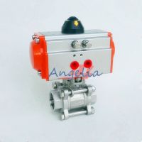 G3/4" DN20 Stainless Steel 304 Three-piece type Pneumatic Ball Valve Double Acting PTFE Seal Water Air Oil