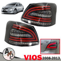 ไฟท้าย  LED รุ่น  TOYOTA VIOS (โตโยต้า วีออส) ปี 2008 - 2012 สีสโม็ค 1 คู่ พร้อมชุดสายไฟ