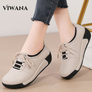 VIWANA Wedges Shoes For Women 5cm Platform Heel Genuine Leather Casual