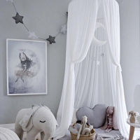 Little Kids Hanging Mosquito Net Princess Bed Canopy Mesh Crib Reading Nook Canopy Round Dome Fairy Net Tent Castle Net