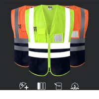 100 High Quality Reflective Safety Vest Work Reflective vests Multi Pockets Workwear Safety Waistcoat Man Women Safety Vest