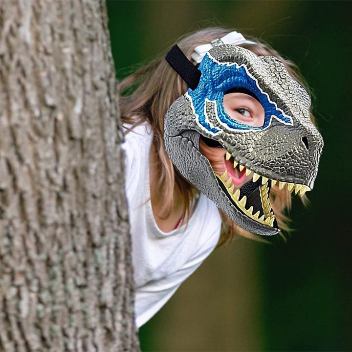 masquerade-jurassic-head-ของขวัญชุดแฟนซีงานเทศกาล-kids-toys-ไดโนเสาร์สีฟ้าโลก