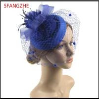 5FANGZHE ผู้หญิง ย้อนยุค ขนนก Sinamay ดอกไม้ ผ้าคลุมหน้า ที่คาดผม หมวก fascinators หมวก fedoras กิ๊บติดผม