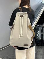 【jw】♧✽✽  Mochila masculina de lona estilo americano bolsa ombro redonda pacote retro ginástica esportiva balde