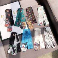 ★New★ .Cute Tiger Silk Scarf Rounded Animal Small Scarf Double-layer Printed Tiger Head Small Headband Ribbon Versatile Tie Pack Collar