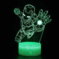 เวนเจอร์ส I RON Man 3D Led โคมไฟการ์ตูนแอ็คชั่นไฟในคืนภาพโคมไฟตกแต่งรุ่นของเล่นเด็กของขวัญวันเกิด