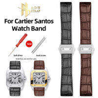 ✅โปรโมชั่น✅สายนาฬิกาหนังแท้แบบพิเศษสำหรับ Cartier Santos 100สายรัดหัวเข็มขัดแบบพับได้20มม. 23มม. กันน้ำ