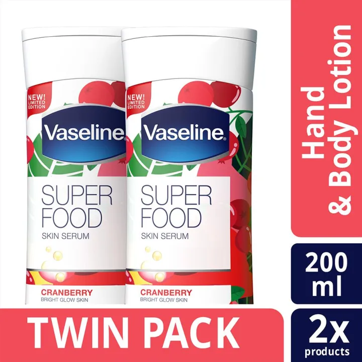 Vaseline Superfood Skin Serum Cranberry 200ml - Paket isi 2