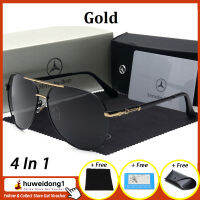 [100% เดิม][4 In 1]Huweidong1 Benz 742 หรูหราแฟชั่นผู้ชายแว่นกันแดดUV400 ขับรถแว่นกันแดดP Olarizedผู้ชายแว่นตาชุดของขวัญ