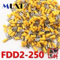 【hot】﹉✖  FDD2-250 Female Insulated Electrical Crimp Terminal for 1.5-2.5mm2 Connectors Cable Wire 100PCS/Pack YELLOW