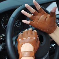 Leather Fingerless Motorcycle Gloves Bicycle Motocross GYM MTB Tactical Work Driving Gloves Men Protective Gear Moto Equipment