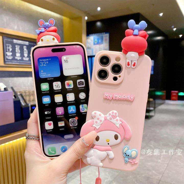 สายคล้องซิลิโคนนิ่มสำหรับ-iphone-11-12-13-14-pro-max-6s-7-8-plus-x-xr-xs-max-sanrio