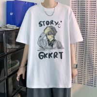 เสื้อแขนสั้นลายการ์ตูนสำหรับผู้ชาย,เสื้อแจ็กเก็ตทรงหลวมสไตล์ฮิปฮอปใหม่ปี2022