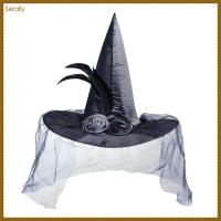 Serally Witch หมวกปีกกว้างหมวกสตรีเสื้อแหลมสำหรับปาร์ตี้ฮาโลวีน