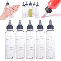 5Pcs 30ml/60ml/100ml/120ml/250ml Transparent Plastic Dispensing Bottles With Twist Cap Graduated Measurement Tattoo Ink Bottles Travel Size Bottles Co