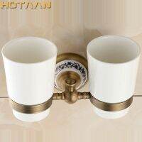 . Fashion toothbrush holderPure copper ceramicDouble cup Bathroom tumbler holder bathroom set-wholesale YT-11508