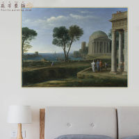 เพริล่า-คัตัน Claude Lorrain ทิวทัศน์ของ Aeneas ในงานศิลปะภูมิทัศน์ภาพเขียนสีน้ำมันบนผ้าใบงานรูปภาพตกแต่งผนังของตกแต่งบ้าน