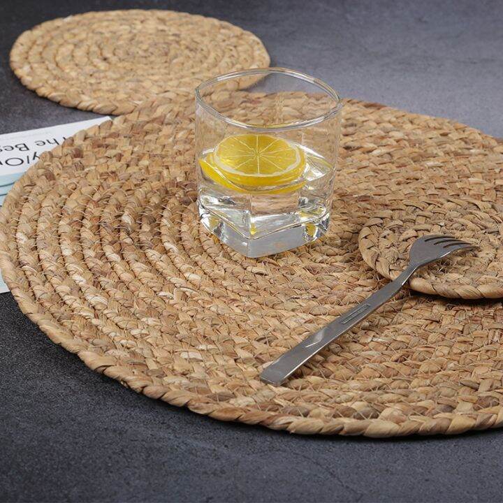 2pcs-natural-water-gourd-woven-placemat-round-woven-rattan-table-mat-water-gourd-placemat-tropical-wedding