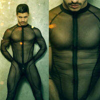 Man Mesh Catsuit Teddy bodysuit Black Transparent Lingerie Bodysuits Body Wear One Piece jumpsuit