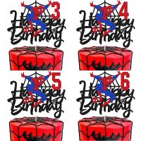 MA1MBB 1PCS Marvel The Avengers Spiderman Themed Superhero 1 2 3 4 5 6 8th Birthday  Cake Toppers Flag Happy birthday Party Decorating