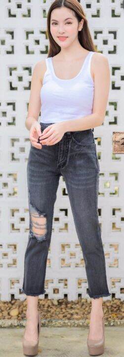 new-arrival-สินค้าใหม่-2511-vintage-denim-jeans-by-araya-กางเกงยีนส์-กางเกงยีนส์-ผญ-กางเกงยีนส์เอวสูง-กางเกงยีนส์ทรงบอยสลิม-ขาเล็กผ้าไม่ยืด