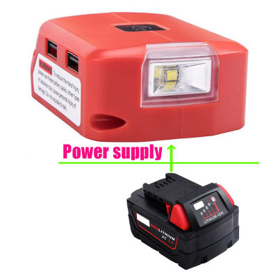 Adapter LED Light Working Lamp Flashlight Torch USB Mobile Phone Charger DC 12V Output For Milwaukee 18V Li-ion Battery M18