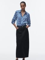 ีบ Zara010za Agency RA Ladies ปกผ้าซาตินแขนยาวย้อนยุคใหม่9878063เสื้อลายพิมพ์044