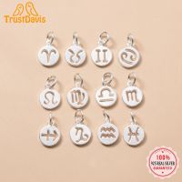 TrustDavis  Real 925 Sterling Silver Fashion 12 constellations Charm Pendant Handmade DIY Accessories Jewelry Wholesale DZ156 Fashion Chain Necklaces