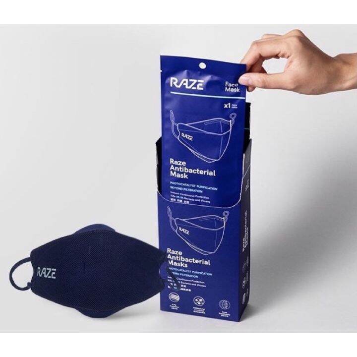 Raze 4 Ply Antibacterial Face Mask KF94 with 2 Phyocatalyst Integrated Layers in Navy Blue